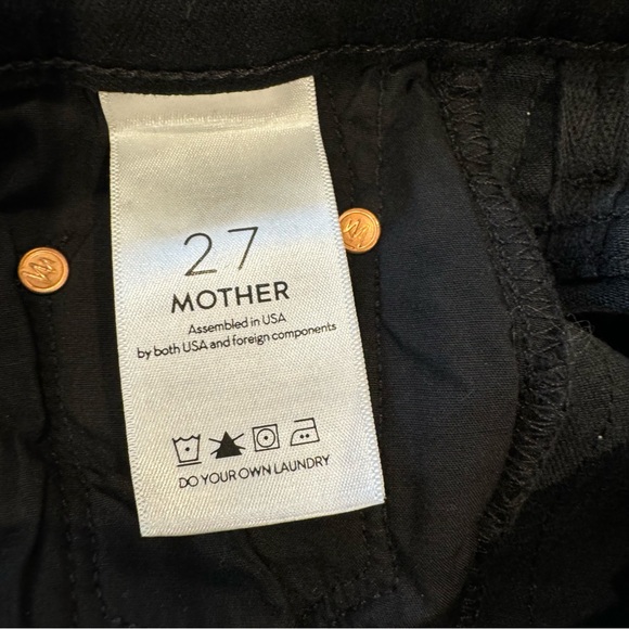MOTHER Step Fray Insider Crop JEANS Guilty Racer Black White Stripe Size 27 $248 - Picture 6 of 12